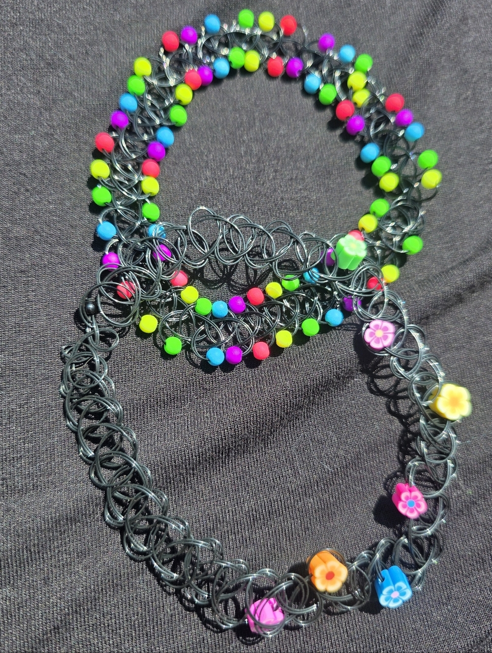 Neon And  Black Choker Set